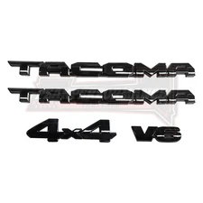 4PC Emblem Overlay Kit For 2016-2023 Tacoma 4X4 V6 Tailgate Gloss Blackout Badge