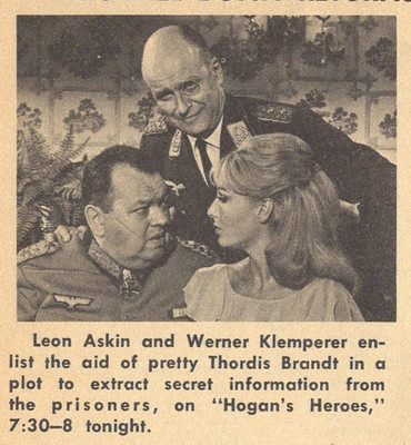 1965 small TV AD/HOGANS HEROES/LEON ASKIN/THORDIS BRANDT/WERNER KLEMPERER