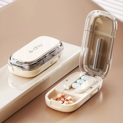 Adjustable Precise Pill Cutter Storage Box Portable Drug Tablet Medicine Dust US
