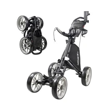 4-Wheel Golf Push Cart - One-Click Folding, Lightweight, Compact Pull Caddy