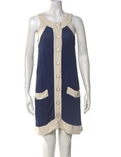 MARC by MARC JACOBS Navy Blue Cream Trim Sleeveless Botton Down Mini Dress Sz M