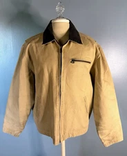 Vintage Osh Kosh Tan Canvas Barn Chore Jacket Lined Men’s Medium Full Zip Warm!