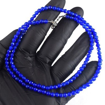 Absolut fantastische blaue Onyx facettierte 64,00 kt beste Perlenkette RK 21 E794
