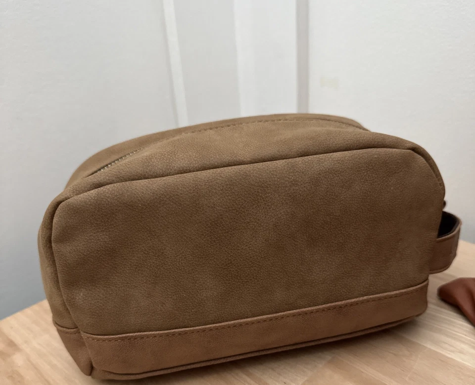 Lucky Brand 男式化妆包蓝色帆布口袋上衣拉链加固底部 — 第 3/4 张图片