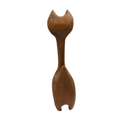 Vintage 1960s Witco Cat Carved MCM Sculpture Wood 14 Inch Tiki Atomic Retro - Bild 5 von 21