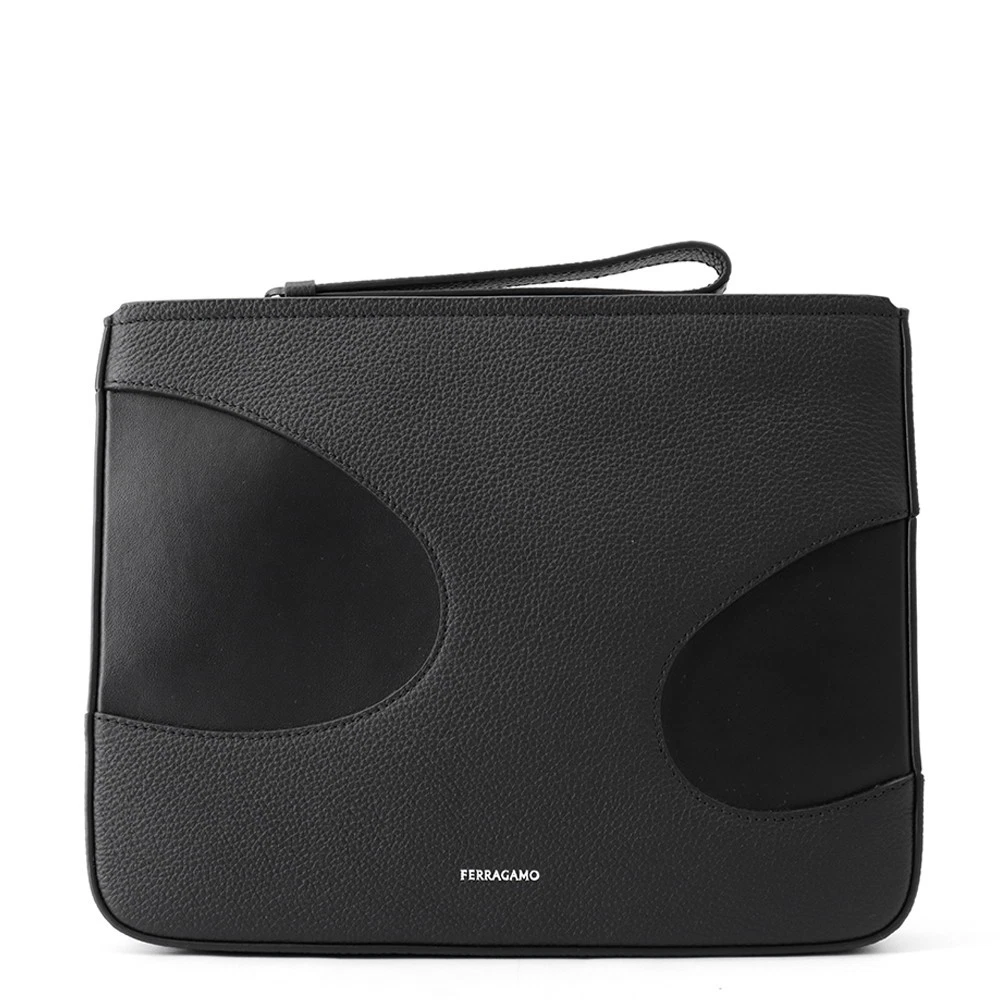 Ferragamo — Ferragamo Clutch Bag Leather Black 241285 764030
