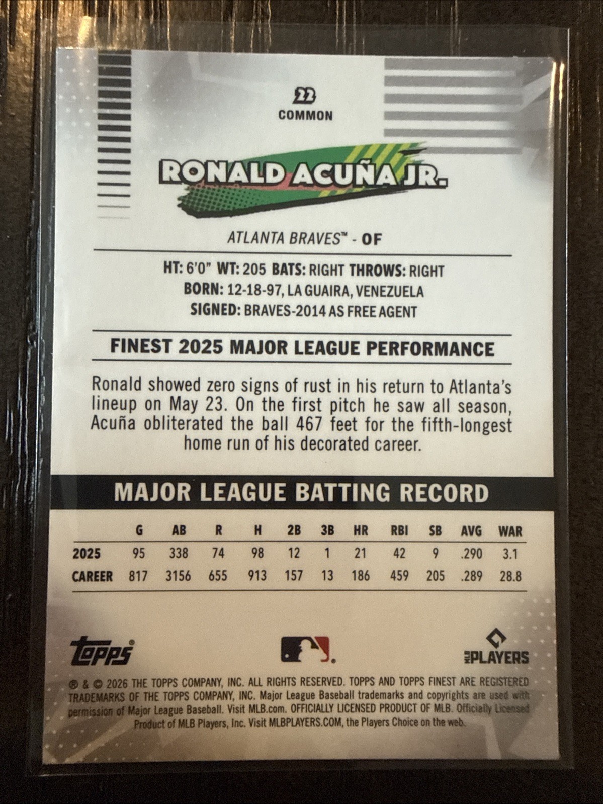 2026 Topps Finest Ronald Acuna Jr Mini Diamond /50 view 2