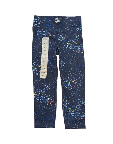 Member's Mark Girls Active Legging Blue Crystallized Print Side Pockets Size 4/5 - Picture 3 of 4