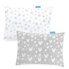 Organic Cotton Toddler Pillowcase for 13 x 18 or 14 x Star Heart Gray  White