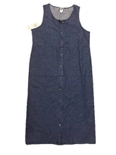 Denim Jumper Dress XL Dark Blue Better Than Basic Modest Button Cottagecore NWT