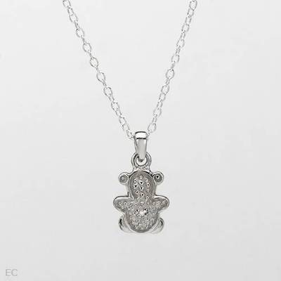 Süße kleine Teddybär Halskette mit einem echten Diamanten in 925 Sterling Silber 