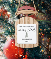 Personalized Our First Christmas Married Sled Keepsake Ornament Wedding Gift