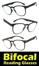 Round Bottom Frame Key Hole Bridge Bifocal Reading Glasses