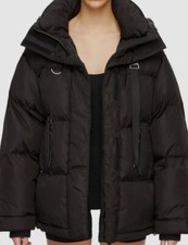 $868 Shoreditch Ski Club Women's Black Willow Hooded Puffer Jacket Coat Size L