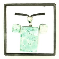 Murano Glas Anh&auml;nger Ohrring Set Gr&uuml;n Aqua Handarbeit Authentisch Venedig Geschenkbox