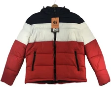 KG Winter Outwear Puffer Jacket Mens Large Quilted Zip Off Hood Zipper Pockets