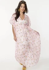 💥UNIQUE VINTAGE💥Pink Floral Burnout Chiffon Burton Caftan Dress NWT | ONE SIZE