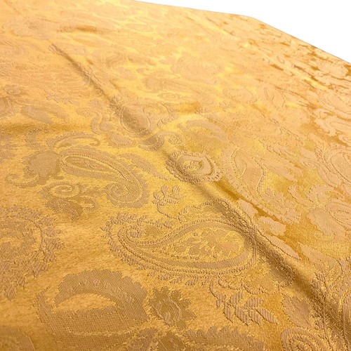 Yellow gold Damask 56” x 116”Tablecloth Washable Paisley Vtg Excellent Condition - Picture 7 of 10