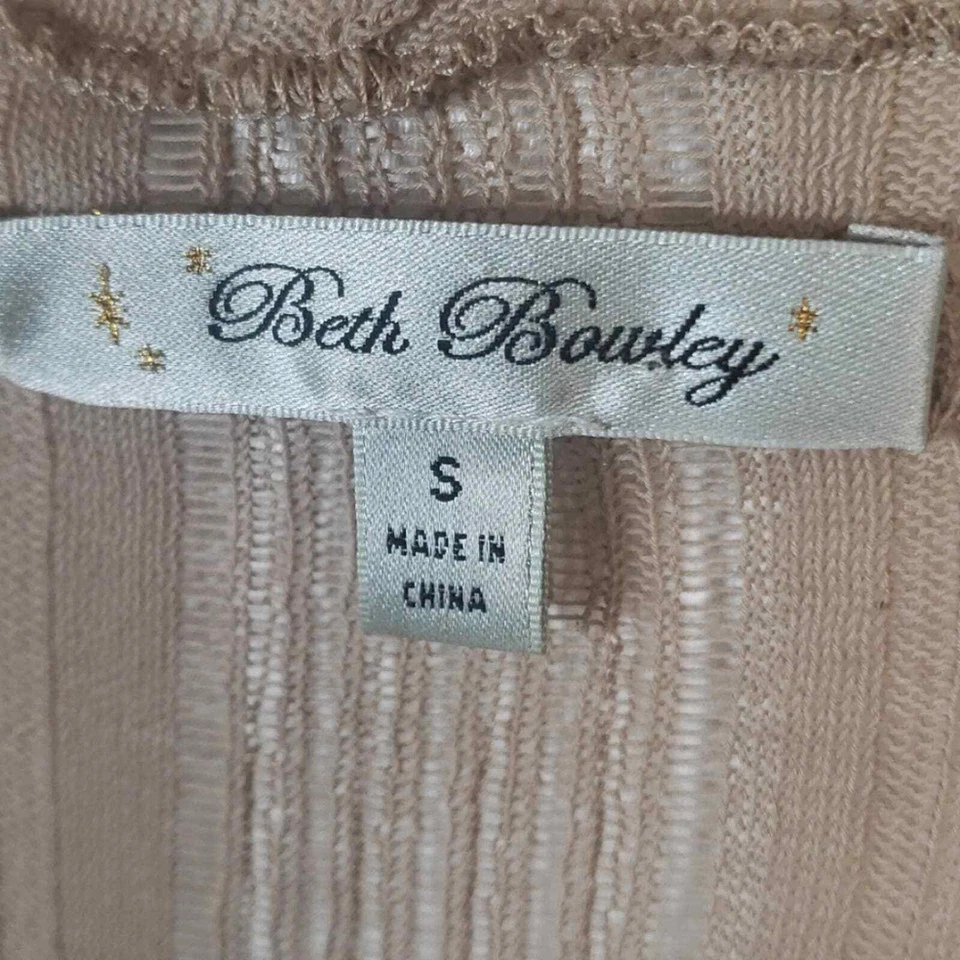 Beth Bowley Sz S Tan Sheer Cotton Sweater - Изображение 4 из 4
