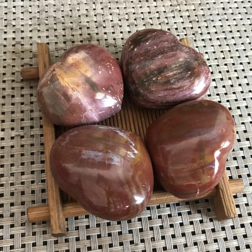 156g 4pcs NATURAL PRETTY Petrified Wood Crystal HEART Healing mt006 - Picture 4 of 12