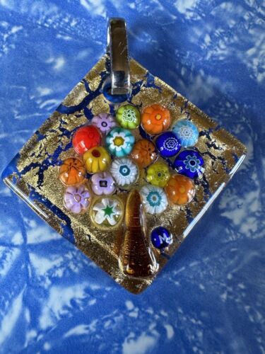 Vintage Murano Millefiori Glass Necklace Pendant … - image 1