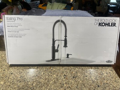 NEW Kohler Ealing Pro R28702-SD-BL High Arc Pull Down Kitchen Faucet-Matte Black