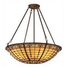 Meyda Lighting 24'W Fleur-De-Lite Semi-Flushmount, Mahogany Bronze - 170547