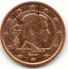 5 cent Fauté, Belgique, 2014, Le Roi trépané.