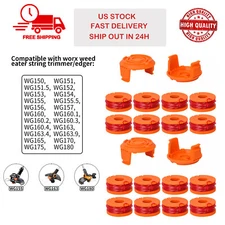 16PCS String Trimmer Spool Line+4*Cap Cover For WORX WA0010 For Weed Eater Edger