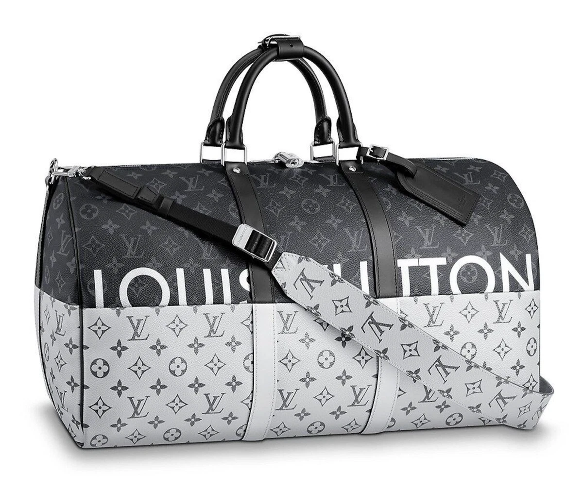 LOUIS VUITTON Keepall 50 Bandouliere Monogram Eclipse Canvas Travel Ba