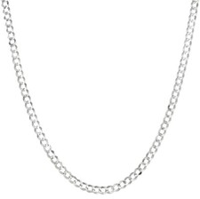 Italian Sterling Silver Curb Pave Chain Necklace 925 Silver Chain UNISEX 4MM