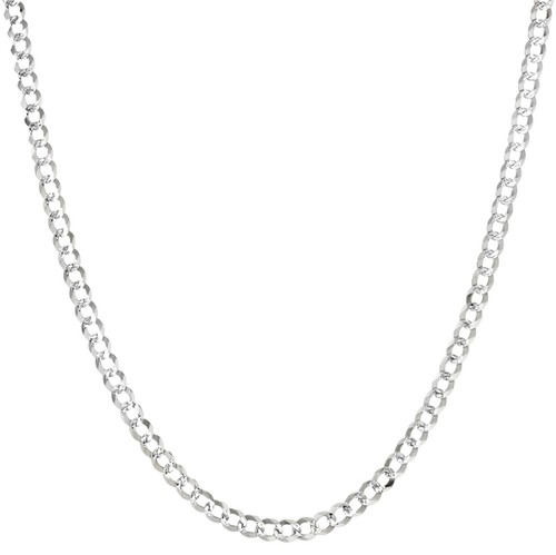 Italian Sterling Silver Curb Pave Chain Necklace 925 Silver Chain UNISEX 4MM