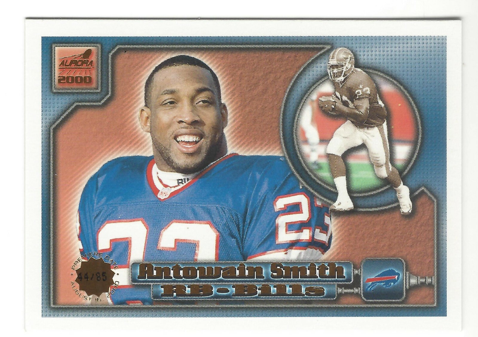 2000 Aurora Premiere Date Buffalo Bills Football Card #19 Antowain Smith /85