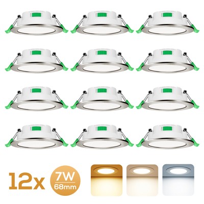 12er 68mm LED Einbaustrahler Flach Dimmbar 3CCT Deckenspot Panel Leuchte Lampe