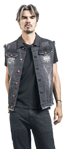 Slipknot Iowa Vest Jacket Heavy Metal Band Black Sleeveless Denim Jean Jacket - Picture 5 of 7