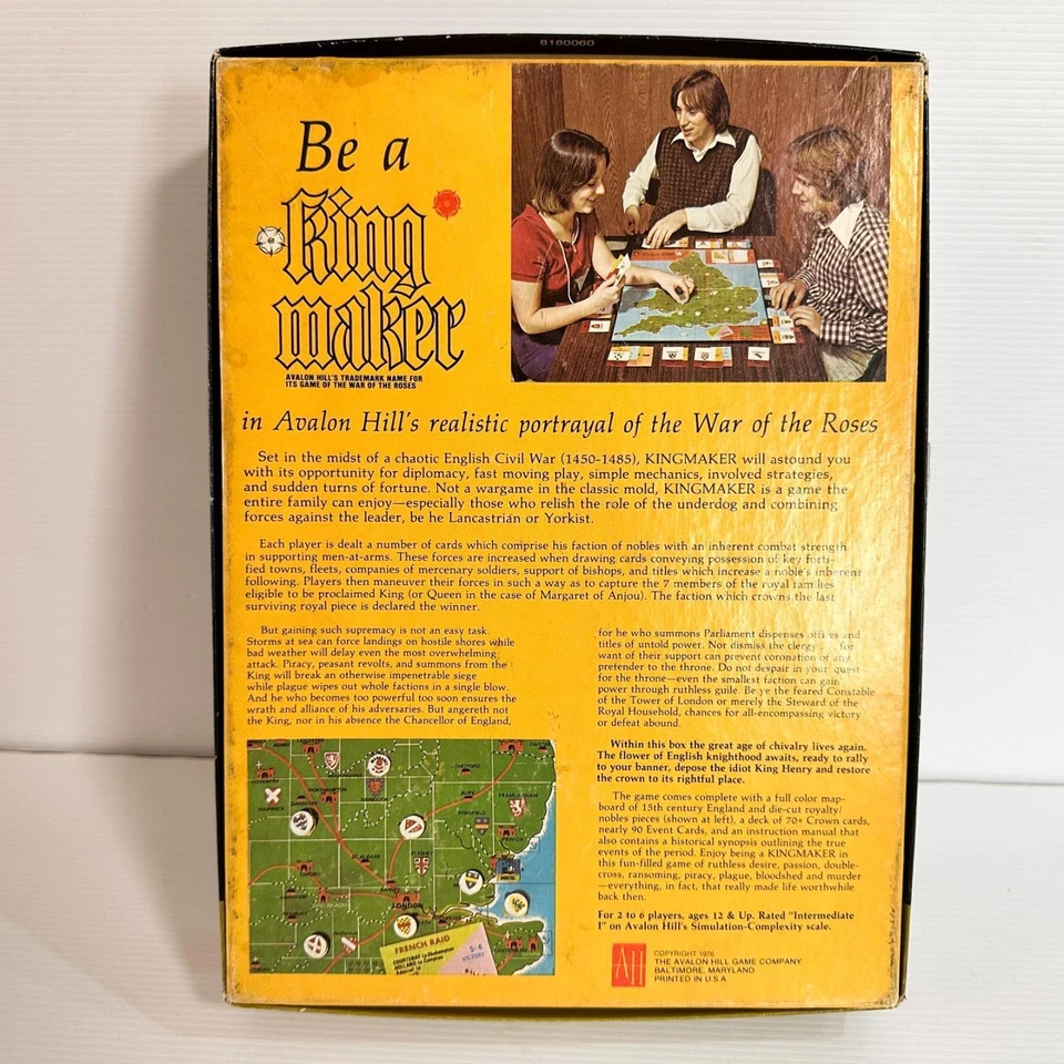 Vintage KING MAKER (Complete) Bookcase Game by AVALON HILL War of the Roses 1976 - image 3 of 4
