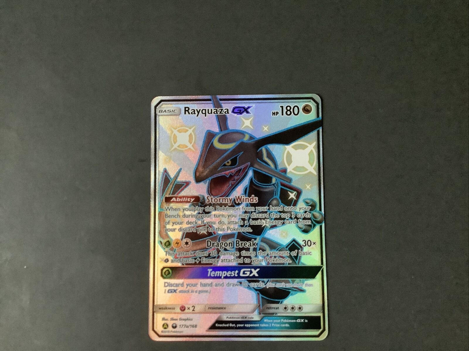 SHINY FULL ART Rayquaza GX 177a/168 ULTRA RARE Alternate Hidden Fates  Pokemon LP