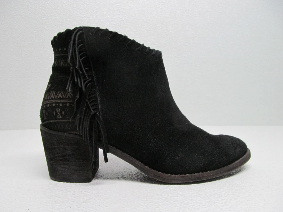 Botín Extrafino Sugar Rachel Negro Gamuza Flecos Azteca Para Mujer Talla 9M Foto 4 de 4