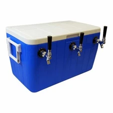 Jockey Box Cooler - 3 Faucet, 5/16" x 50' Stainless Steel Coils, 48qt Draft Beer