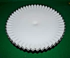 Vintage Fenton Milk Glass Pedestal Silver Crest Ruffled 13” Cake Plate Stand