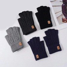 1Pair Fingerless Gloves Half Finger Gloves Winter Warm Knitted Gloves Working Ru