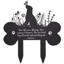 Metal Dog Memorial Garden Markers Waterproof Pet Grave Stakes Decorations