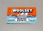 VINTAGE 12” WOOLSEY MARINE PAINT PORCELAIN SIGN GAS OIL CAR TRUCK MOTORCYCLE