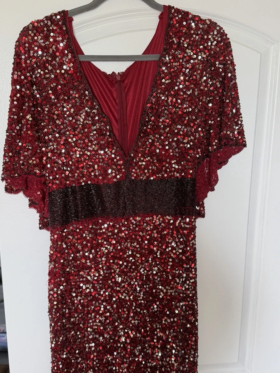 ebay glitter dress Sequin Heart A Line Blue Glitter Dress Off Shoulder In Size 11