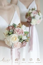 New Ling's moment Artificial Flowers Pink Dusty Rose Wedding Flowers Bouquets