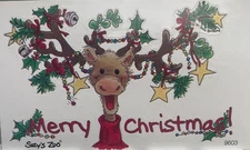 New vintage SUZY'S ZOO STICKER #9603 MERRY CHRISTMAS REINDEER free USA ship