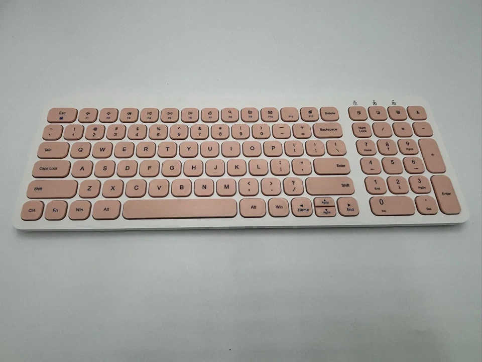 Wireless Ergonomic Keyboard and Mouse Combo, Pink 2.4G USB - Image 2 of 4