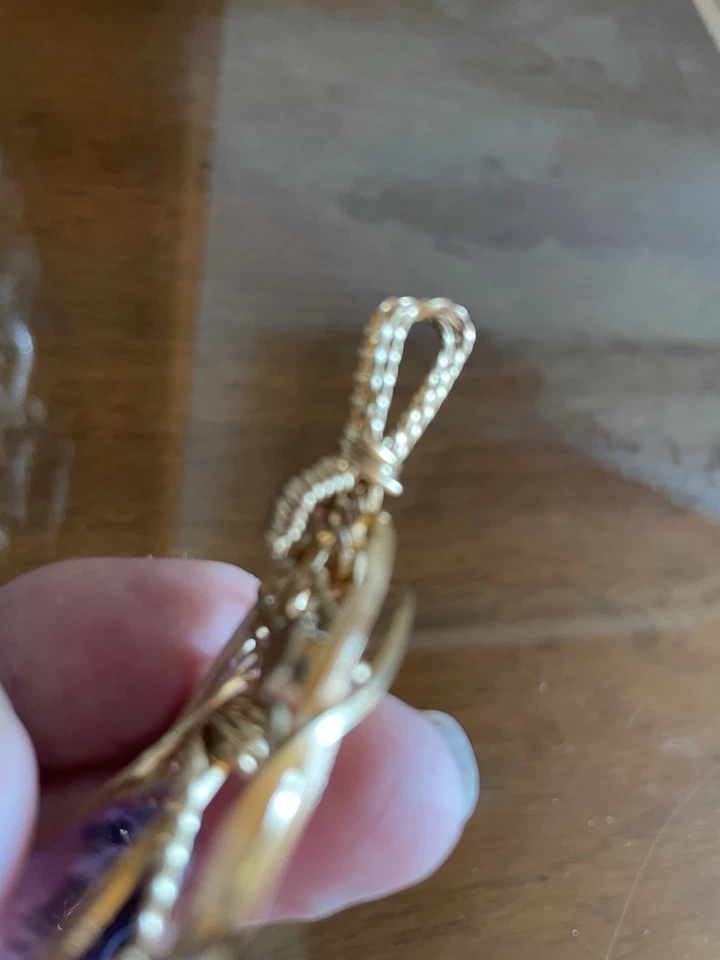 Collar amuleto colgante de alambre de oro de amatista genuina hecho a mano Foto 3 de 3
