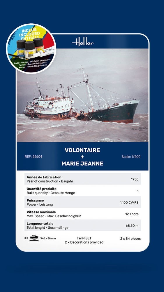 Maquette Bateau Heller 55604 Volontaire Haute Précision 1/200 Collection Marine