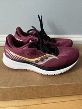 Saucony Womens Ride 14 Running Shoe In Quartz/Vizigold Violet - Size 8